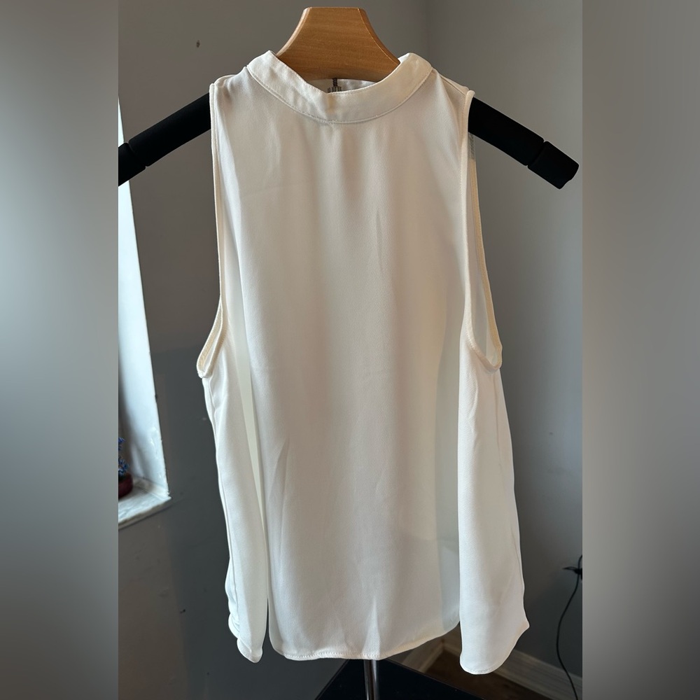 Zara Cream Sleeveless High-Neck Blouse